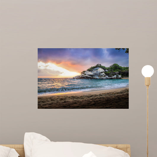 Tropical Beach at Sunrise - Tayrona Natural National Park, Colombia Wall Mural