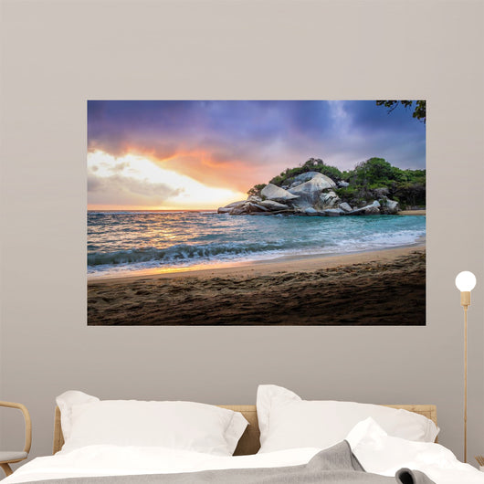 Tropical Beach at Sunrise - Tayrona Natural National Park, Colombia Wall Mural