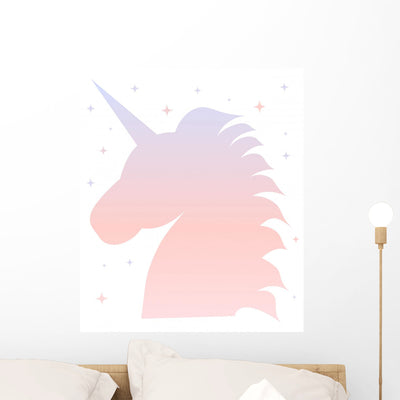 Cute Pink Blue Gradient Wall Decal shown on a wall