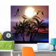 Vector background with palms trees on a tropical theme Wall Mural