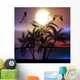 Vector background with palms trees on a tropical theme Wall Mural
