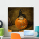 Cat Preparing Halloween Pumpkin Wall Decal