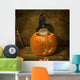 Cat Preparing Halloween Pumpkin Wall Decal