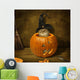 Cat Preparing Halloween Pumpkin Wall Decal