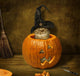 Cat Preparing Halloween Pumpkin Wall Decal