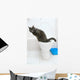 clever cat uses a toilet bow Wall Mural