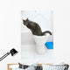 clever cat uses a toilet bow Wall Mural