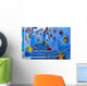 Blue Staircase and Flower Pots Wall Wall Decal