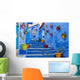Blue Staircase and Flower Pots Wall Wall Decal