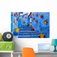 Blue Staircase and Flower Pots Wall Wall Decal
