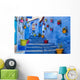 Blue Staircase and Flower Pots Wall Wall Decal