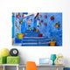 Blue Staircase and Flower Pots Wall Wall Decal