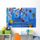 Blue Staircase and Flower Pots Wall Wall Decal