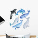 Watercolor Whales Sea Animals Wall Decal Sticker Set