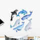 Watercolor Whales Sea Animals Wall Decal Sticker Set