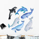 Watercolor Whales Sea Animals Wall Decal Sticker Set