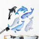Watercolor Whales Sea Animals Wall Decal Sticker Set