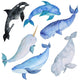 Watercolor Whales Sea Animals Wall Decal Sticker Set