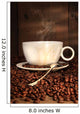 White coffee cup with spoon on roasted beans Wall Mural