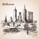 Melbourne City Scape Sketch Wall Decal