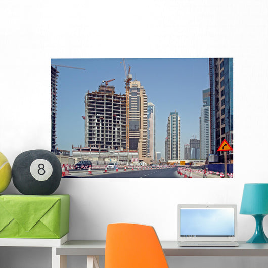 Construction sites, construction activity in Dubai Wall Mural