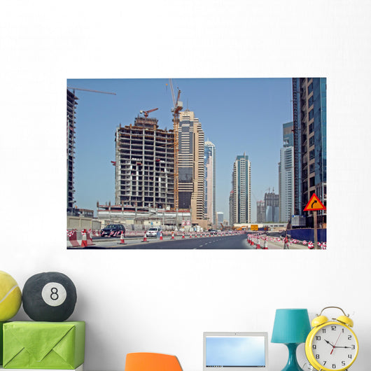Construction sites, construction activity in Dubai Wall Mural