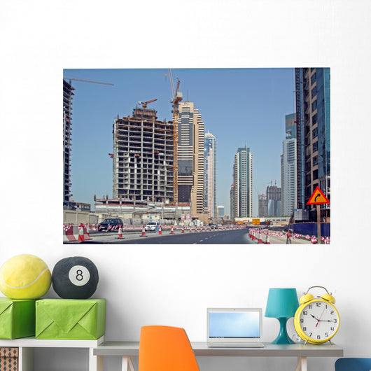 Construction sites, construction activity in Dubai Wall Mural