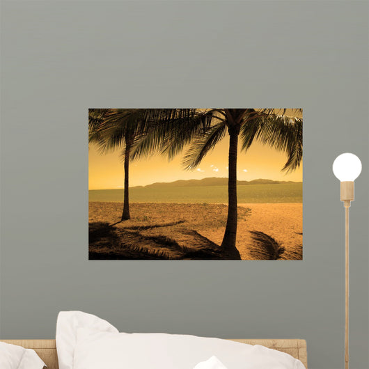 Beach With Palms Wall Mural