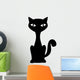 cat feline pet domestic animal sit mascot silhouette vector illustration Wall Decal