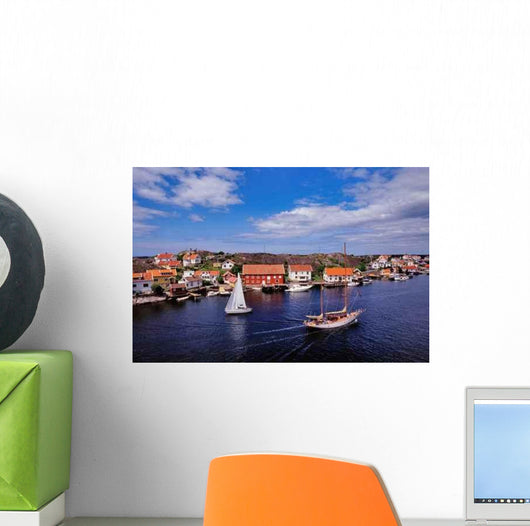 Old Fishing Village Wall Decal Design 3