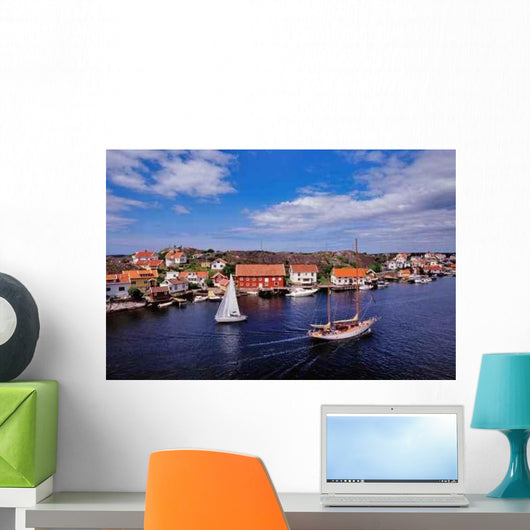 Old Fishing Village Wall Decal Design 3