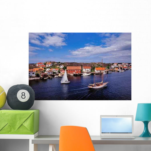 Old Fishing Village Wall Decal Design 3
