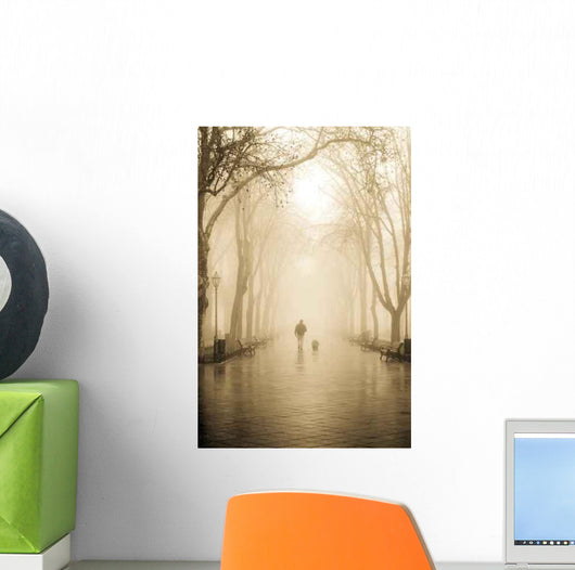 Walking Men with Dog Wall Decal