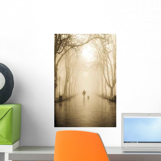 Walking Men with Dog Wall Decal
