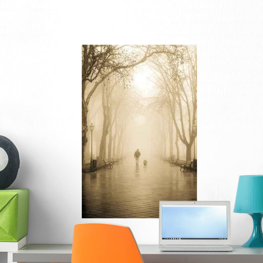 Walking Men with Dog Wall Decal