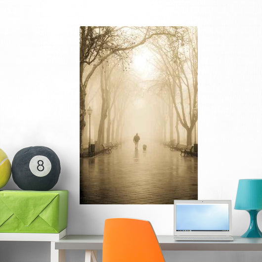 Walking Men with Dog Wall Decal