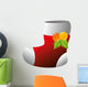 red sock christmas decoration boot tradition leaves vector illustration Wall Decal