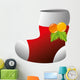 red sock christmas decoration boot tradition leaves vector illustration Wall Decal