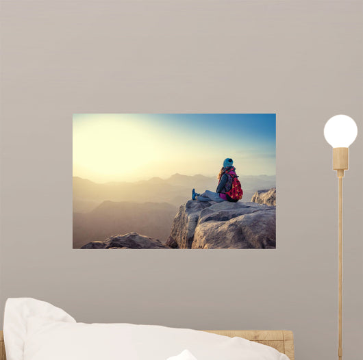 Girl Looks Sinai Mountains Wall Decal