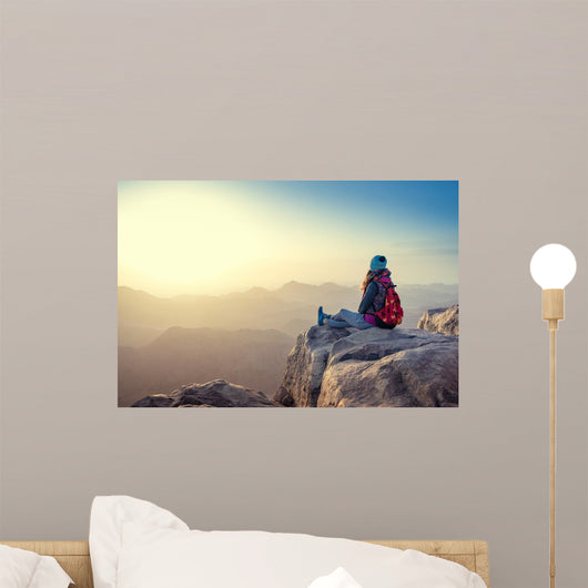 Girl Looks Sinai Mountains Wall Decal