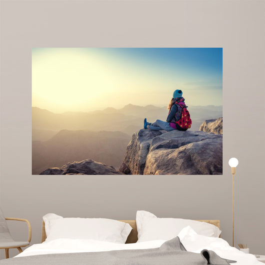 Girl Looks Sinai Mountains Wall Decal
