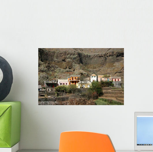 Clinging to Mountain Village Wall Decal