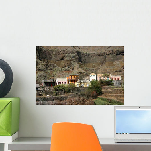Clinging to Mountain Village Wall Decal