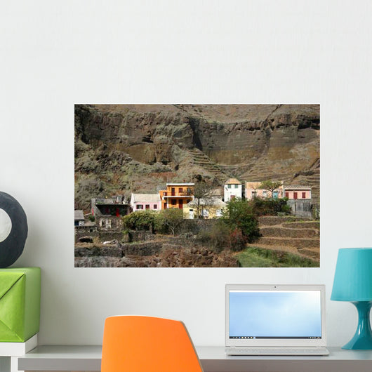 Clinging to Mountain Village Wall Decal