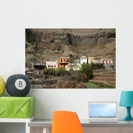 Clinging to Mountain Village Wall Decal