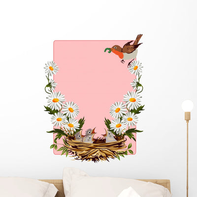 Greeting Card with Robins Wall Decal shown on a wall