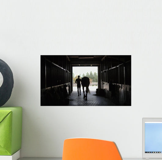 Young Jockey Walking Horse Wall Decal