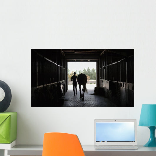 Young Jockey Walking Horse Wall Decal