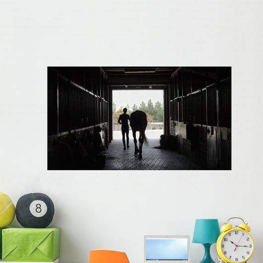 Young Jockey Walking Horse Wall Decal