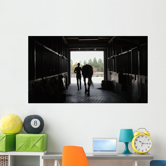 Young Jockey Walking Horse Wall Decal